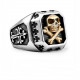 BAGUE CHEVALIERE HOMME ACIER INOXYDABLE TETE DE MORT BIKER GOTHIQUE TRIBAL