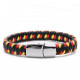 Bracelet reglable homme cuir tressé couleur rouge et noir foot rugby