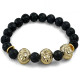 Bracelet pour homme cuir tressé noir fermoir acier inoxydable jerico 22cm