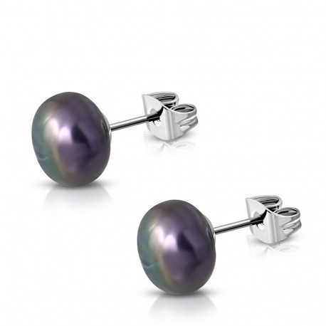 PAIRE BOUCLES D'OREILLES POUR HOMME ADO TIGE FERMOIR ACIER RONDE ZIRCON DIAMS SWAROVSKI BLANC 5mm NEUF