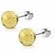 Paire boucles d'oreilles homme femme acier pierre blanche ronde 5mm