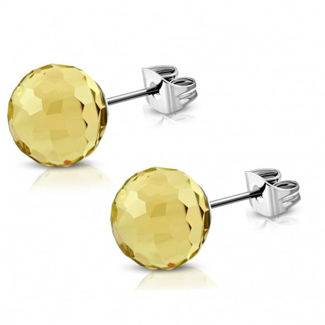 PAIRE BOUCLES D'OREILLES POUR HOMME ADO TIGE FERMOIR ACIER RONDE ZIRCON DIAMS SWAROVSKI BLANC 5mm NEUF