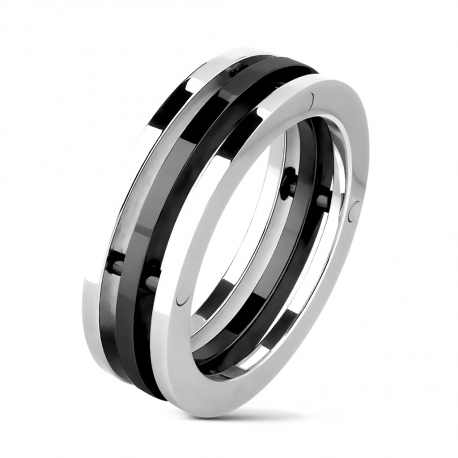 Men s trio ring stainless steel and black plate original design