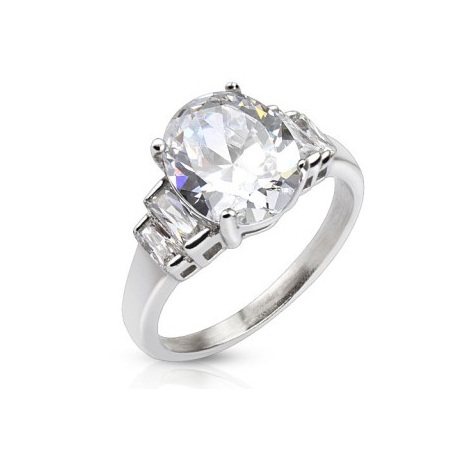 BAGUE SOLITAIRE FEMME ACIER ET PIERRE RONDE ZIRCON MARIAGE FIANÇAILLE