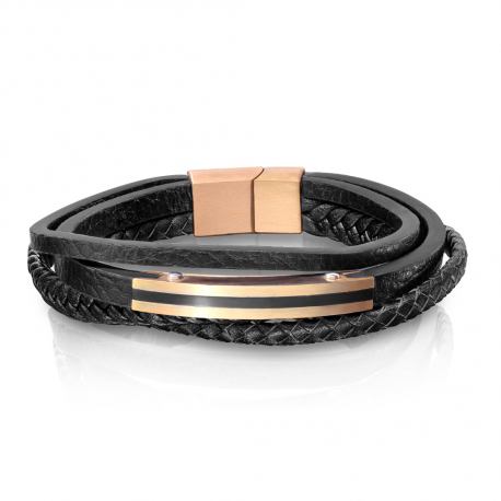 BRACELET GOURMETTE POUR HOMME EN VERITABLE CUIR ET FERMOIR ACIER 316L PROMO NEUF