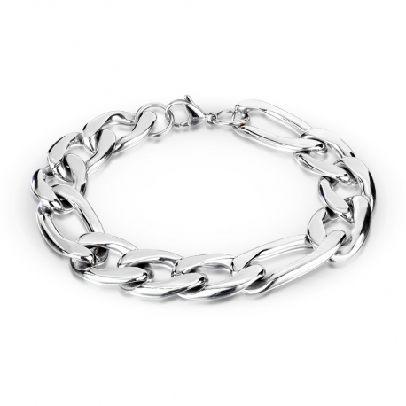 BRACELET GOURMETTE POUR HOMME ACIER FIGARO COULEUR ARGENT 10MM NEUF